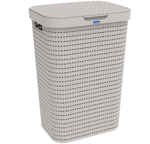 Rotho Country 55-liter Rectangular Plastic Laundry Basket, Cappuccino