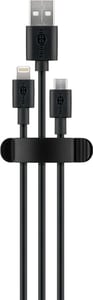Goobay 70685 Cable Organizer for Desk/Wall, Cable Clips, Black, 3-pack