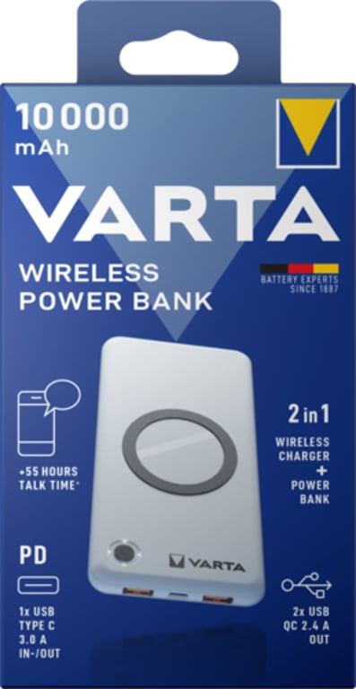 Фото Зовнішній акумулятор (павербанк) Varta Wireless 10000 mAh (57913)