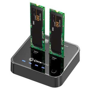 CoreParts MS-CLONER-SATA USB 3.2 Gen 2 (3.1 Gen 2) Type-C Hard Drive Docking Station, Black