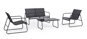 Extralink BLACK FOREST TEKSTYLEN TWO CHAIRS + SUN LOUNGER + FOLDING TABLE BLACK L-0358 garden furniture set
