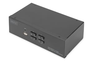 Digitus KVM-Switch, 4 Anschlüsse, Unterstützung für zwei Monitore, 4K, DisplayPort®