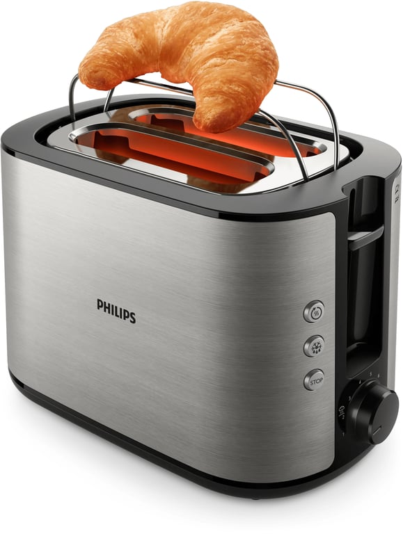 Philips Viva Collection HD2650/90 Toster — z dwiema szerokimi szczelinami, metalowy
