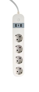Gembird TSL-PS-S4U-01-W Smart Power Strip, 4 Type E Outlets, 1.5 m, 3,3880 W, White