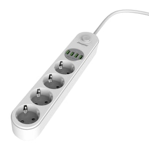 Energizer EPB2500W00EU 2 m power strip with 4 outlets, Indoor, White
