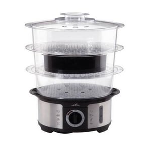 Eta Steampot Dampfkochtopf mit 3 Körben. 1000 W Schwarz, Silber
