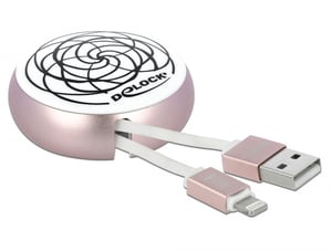 DeLOCK USB Type-A to Lightning Cable on a Spool, White/Pink
