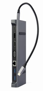 Gembird A-CM-COMBO9-02 Wired USB 3.2 Gen 1 (3.1 Gen 1) Type-C Docking Station, Gray