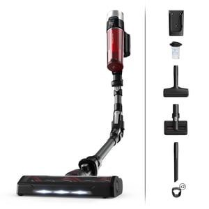 Rowenta RH2078 2-i-1-dammsugare med stativ, batteri, torrdammsugning, utan påse, 0,4 l, 250 W, svart, röd