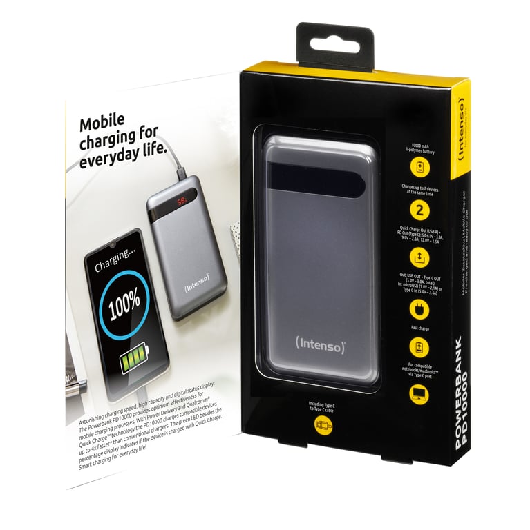 фото Зовнішній акумулятор (павербанк) Intenso PD10000 10000mAh Black (7332330, 4034303026814, PB930388)