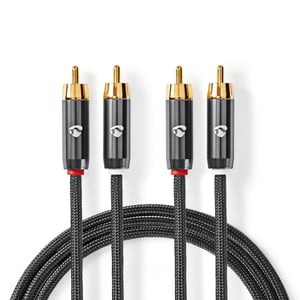 Nedis CATB24200GY50 5 m audio cable, 2 x RCA, Gray