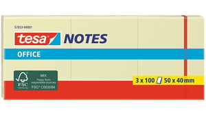 TESA 57653-00001-05 Self-Adhesive Sticky Notes, Rectangular, Yellow, 100 sheets. Self-adhesive