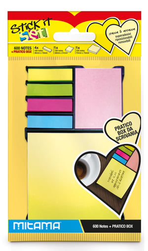 Mitama Stick it - Sticky Note Dispenser Set, Rectangular, Multicolored, Self-Adhesive