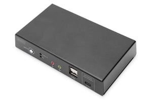 Digitus KVM-Switch, 2-Port, 4K 30 Hz, USB-C / USB / HDMI-Eingang, HDMI-Ausgang, Netzwerkanschluss