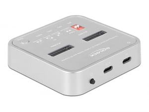 DeLOCK Drive Docking Station for 1 x M.2 NVMe SSD + 1 x M.2 SATA SSD with SD Express (SD 7.1) card reader and cloning function