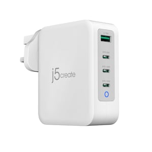 j5create JUP43130F-FN Ladegerät für mobile Geräte Laptop, Mobiltelefon, tragbare Spielkonsole, Smartwatch, Tablet Grau, Weiß USB Schnellladung Intern