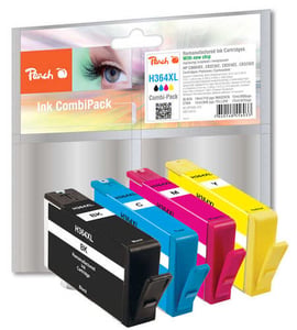 Peach PI300-370 Tintenpatrone, 4 Stück. Hohe (XL) Ergiebigkeit: Schwarz, Cyan, Magenta, Gelb