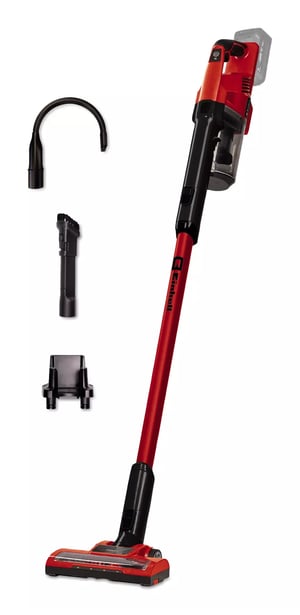 Einhell TE-SV 18 Li-Solo 2-i-1-dammsugare med stativ, batteri, torrdammsugning, utan påse, svart, röd