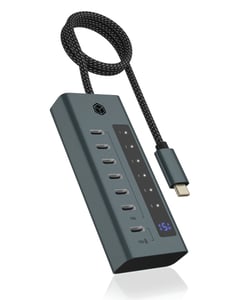 ICY BOX IB-HUB1457-C31 USB 3.2 Gen 1 (3.1 Gen 1) Type-C 10000 Mbit/s Blue, Gray