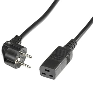 ROLINE 19.08.1553 Power Cable, Black, 3 m, CEE7/7, C19 Panel