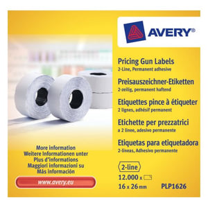 Avery PLP1626 selbstklebende Etiketten Preisschild Permanent Weiß 12.000 Stück