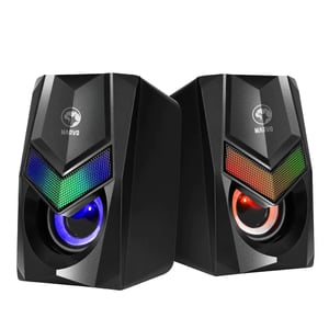 Marvo Scorpion SG-118 spelhögtalare, stereoljud, USB-driven, 7-färgs RGB-belysning, 6 W, 3,5 mm-ingång, svart, trådbunden