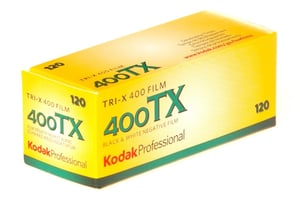 Kodak 400TX Schwarz-Weiß-Negativfilm, 120 Aufnahmen.