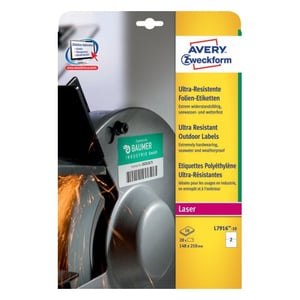 Avery L7916-10 selbstklebende Etiketten, rechteckig, dauerhaft, weiß, 20 Stück.