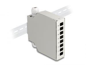 DeLOCK DIN-Rail Fiber Optic Splitter, 8 Ports, Gray
