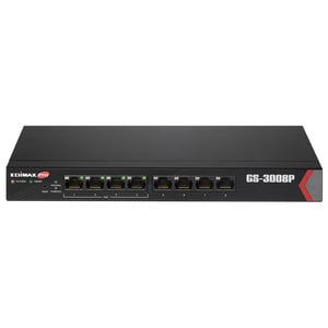 Edimax GS-3008P przełącznik sieciowy Zarządzany Gigabit Ethernet (10/100/1000) Obsługa PoE Czarny