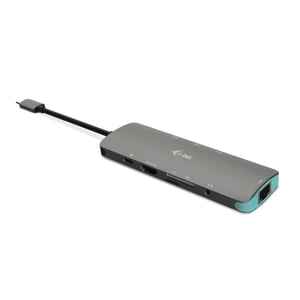i-tec Metal C31NANODOCKLANPD Wired USB 3.2 Gen 1 (3.1 Gen 1) Type-C Docking Station, Silver, Turquoise
