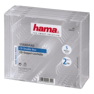 Hama CD Double Jewel Case, Pack 5 2 dysków Przezroczysty