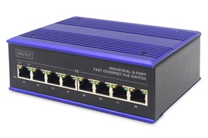 Digitus 8-portars Fast Ethernet PoE-nätverksswitch, industriell, icke-hanterbar