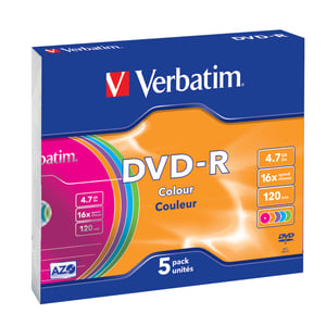 Verbatim DVD-R Colour 4,7 GB, 5 Stück