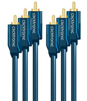 ClickTronic 10m YUV Component Video Cable YPbPr 3 x RCA Blue