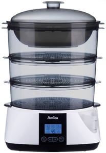Amica PT 3011 Dampfkochtopf mit 3 Körben. Kochplatte 900 W, weiß