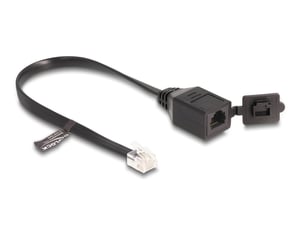DeLOCK RJ12-Stecker auf RJ12-Buchse mit Schutzkappe, 20 cm, schwarz
