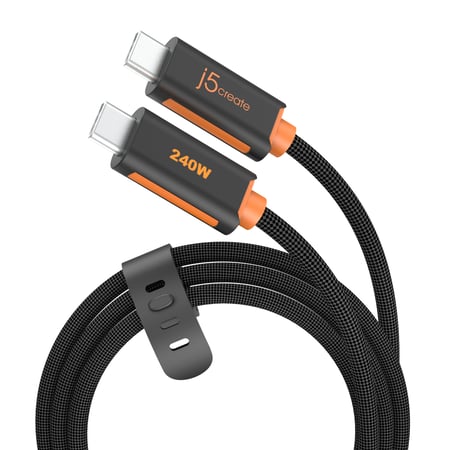 j5create Bardzo miękki kabel USB-C® 240W do szybkiego ładowania z podwójnym oplotem (100 cm / 3,3 stopy)