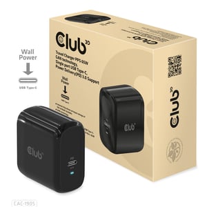 CLUB3D CAC-1905EU Ladegerät für mobile Geräte, universell, schwarz, Wechselstrom, Schnellladung, intern