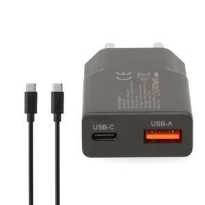 Nedis WCHA20BK Portable Device Charger for Smartphones and Tablets, Black, AC Power, Fast Charging, Internal