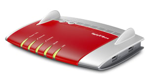FRITZ! Box 7490 trådlös Gigabit Ethernet-router med dubbla frekvensband (2,4 GHz/5 GHz) Röd, Silver