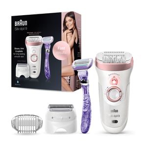 Braun Silk-épil 9 9-870 Epiliergerät(e) mit 40 Pinzetten, Rosa, Weiß