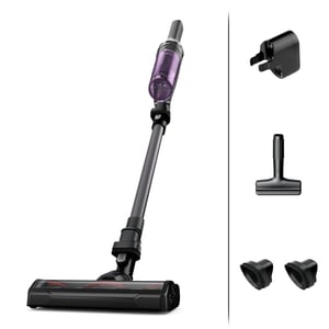 Rowenta RH1128 2-i-1-dammsugare med stativ, batteri, torrdammsugning, utan påse, 0,4 l, lila, aluminium
