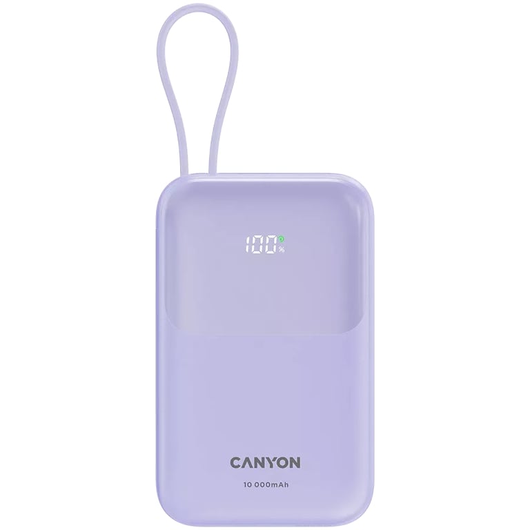 фото Зовнішній акумулятор (павербанк) Canyon OnPower 101 10000mAh 22.5W Purple (CNS-CPB101PU)