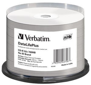 Verbatim CD-R 52x DataLifePlus 700 MB, 50 pcs.