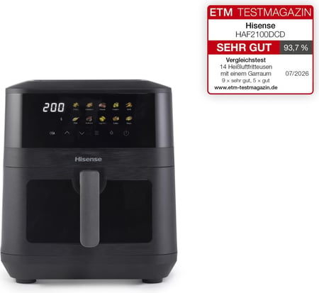 Hisense HAF2100DCD Pojedyńczy 7,7 l 2100 W Frytkownica na gorące powietrze Czarny