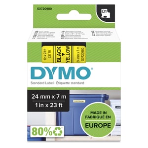 DYMO D1 oryginalne etykiety | rolka 24 mm x 7 m | czarny nadruk na żółtym | samoprzylepne etykiety do drukarek etykiet LabelManager