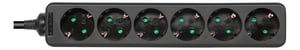 Deltaco GT-0621 3 m Power Strip with 6 Outlets, Indoor, Black
