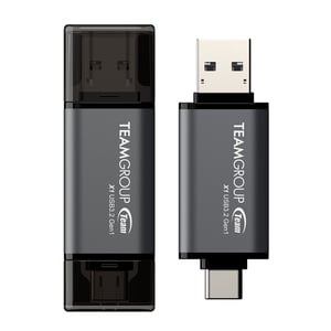 Team Group X1 USB 3.2 Gen1 pamięć USB 64 GB USB Type-A / USB Type-C 3.2 Gen 1 (3.1 Gen 1) Czarny, Szary
