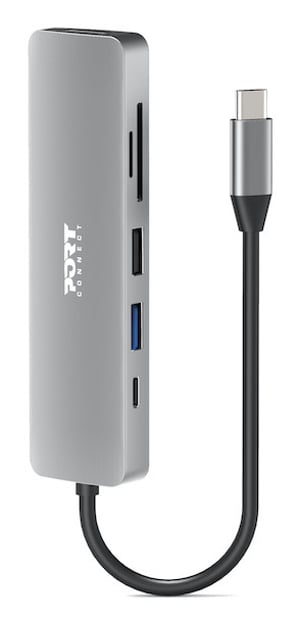 Port Designs 900162 huby i koncentratory USB Type-C Srebrny